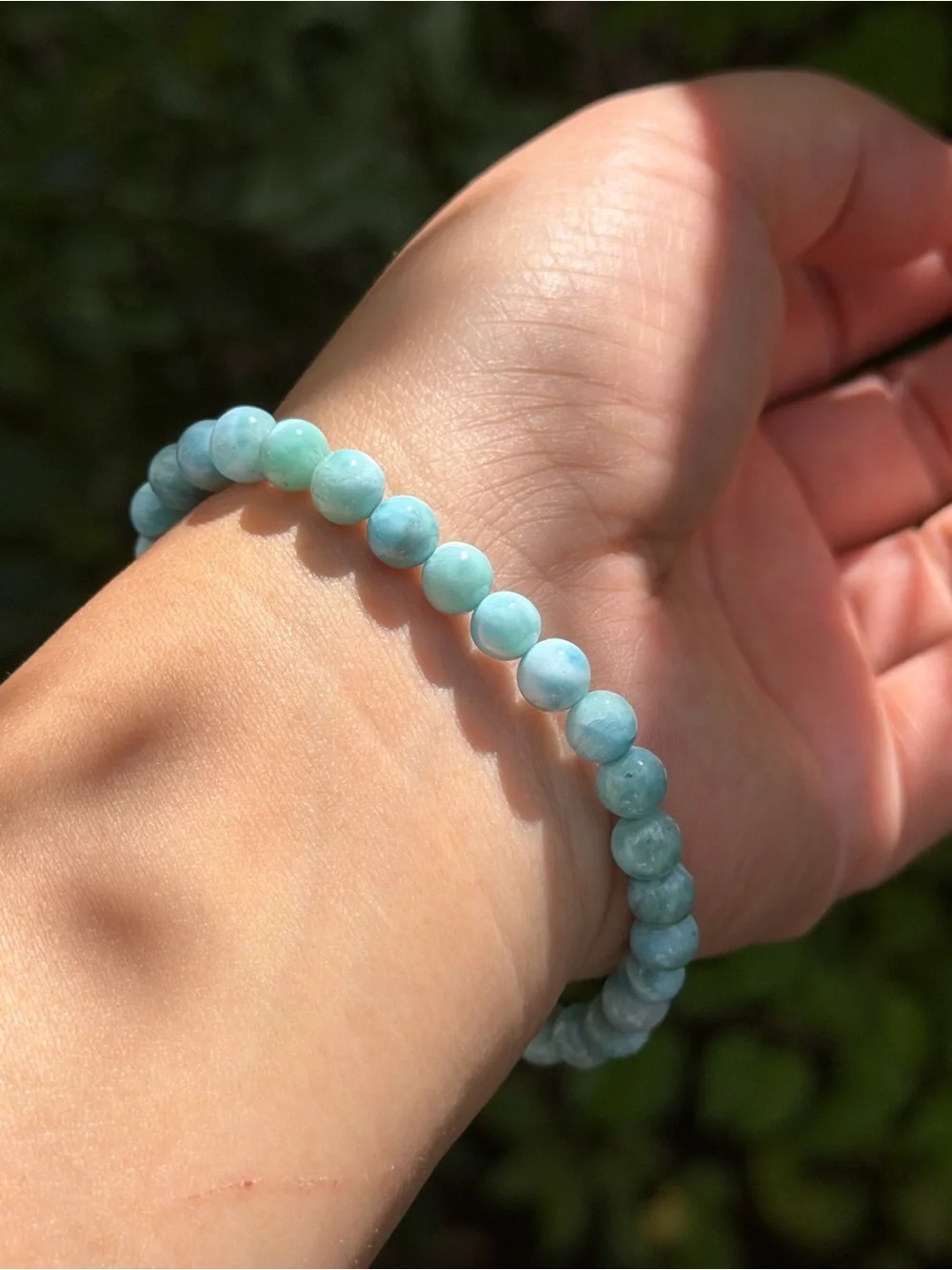 6.5mm stretchable high quality blue larimar bracelet 1754